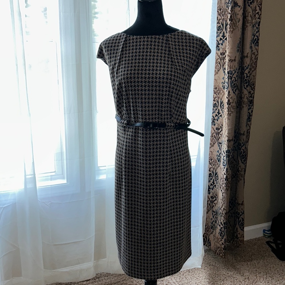 Black & Tan Houndstooth Dress